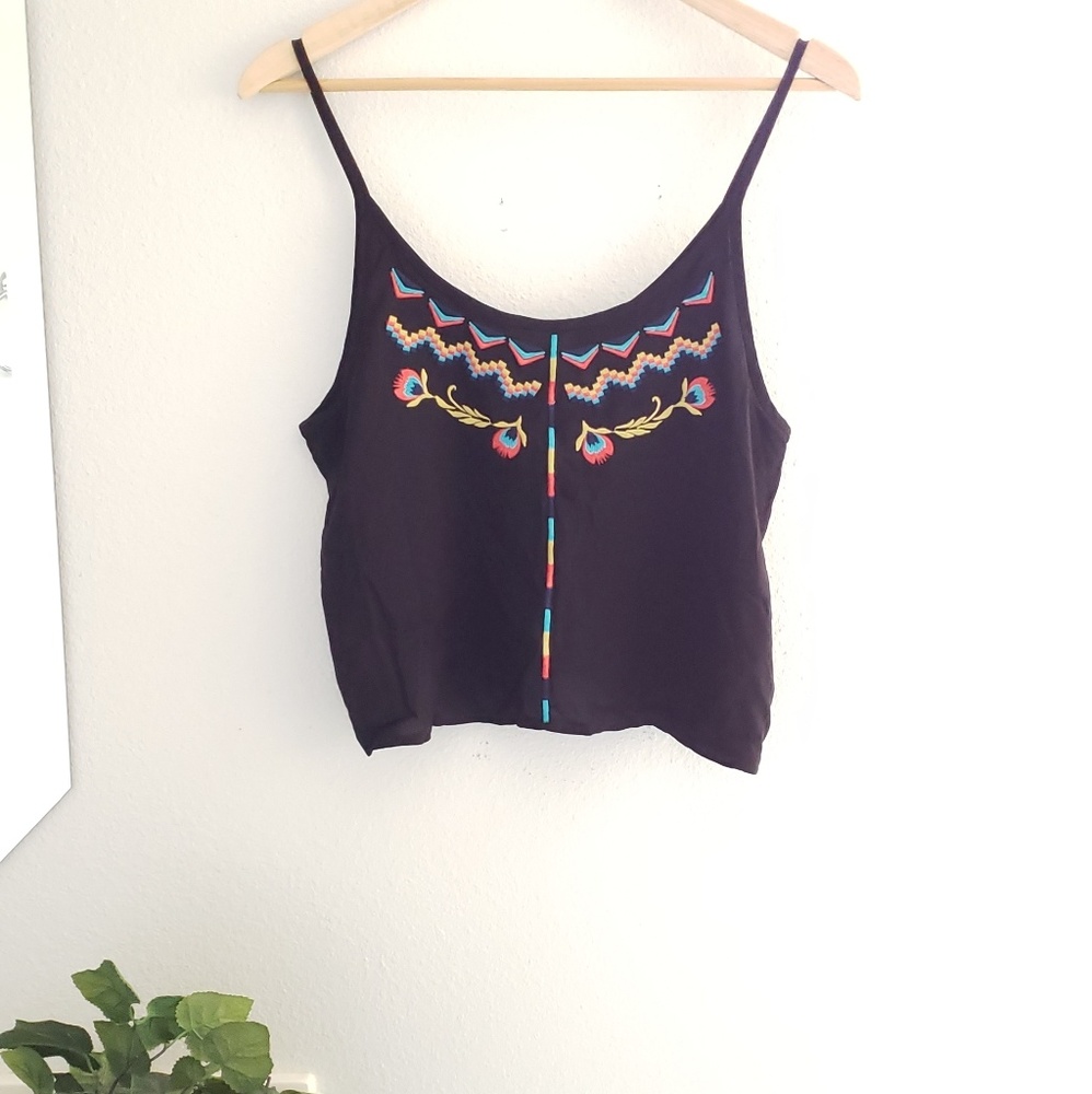 Love Squared Boho Black Crop Tank